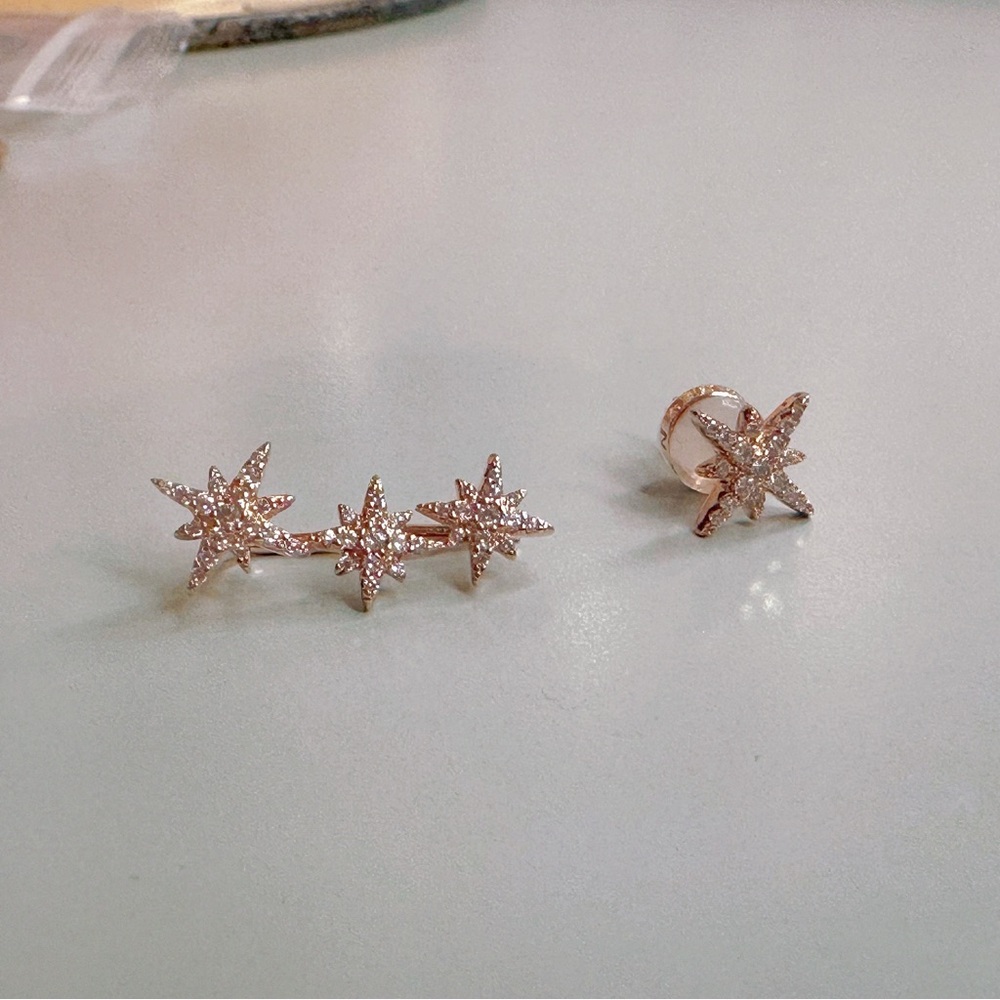 Elegant Purple and Gold Earrings - Picture 5 of 5